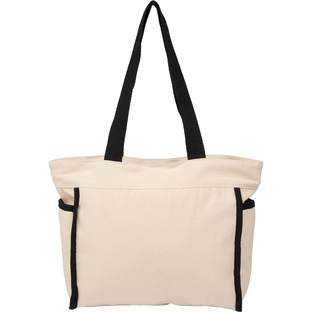 Organic Cotton Tote with Black Trim, 10 oz - Natural/Black - Back