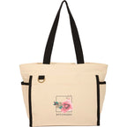 Organic Cotton Tote with Black Trim, 10 oz - Natural/Black - Front