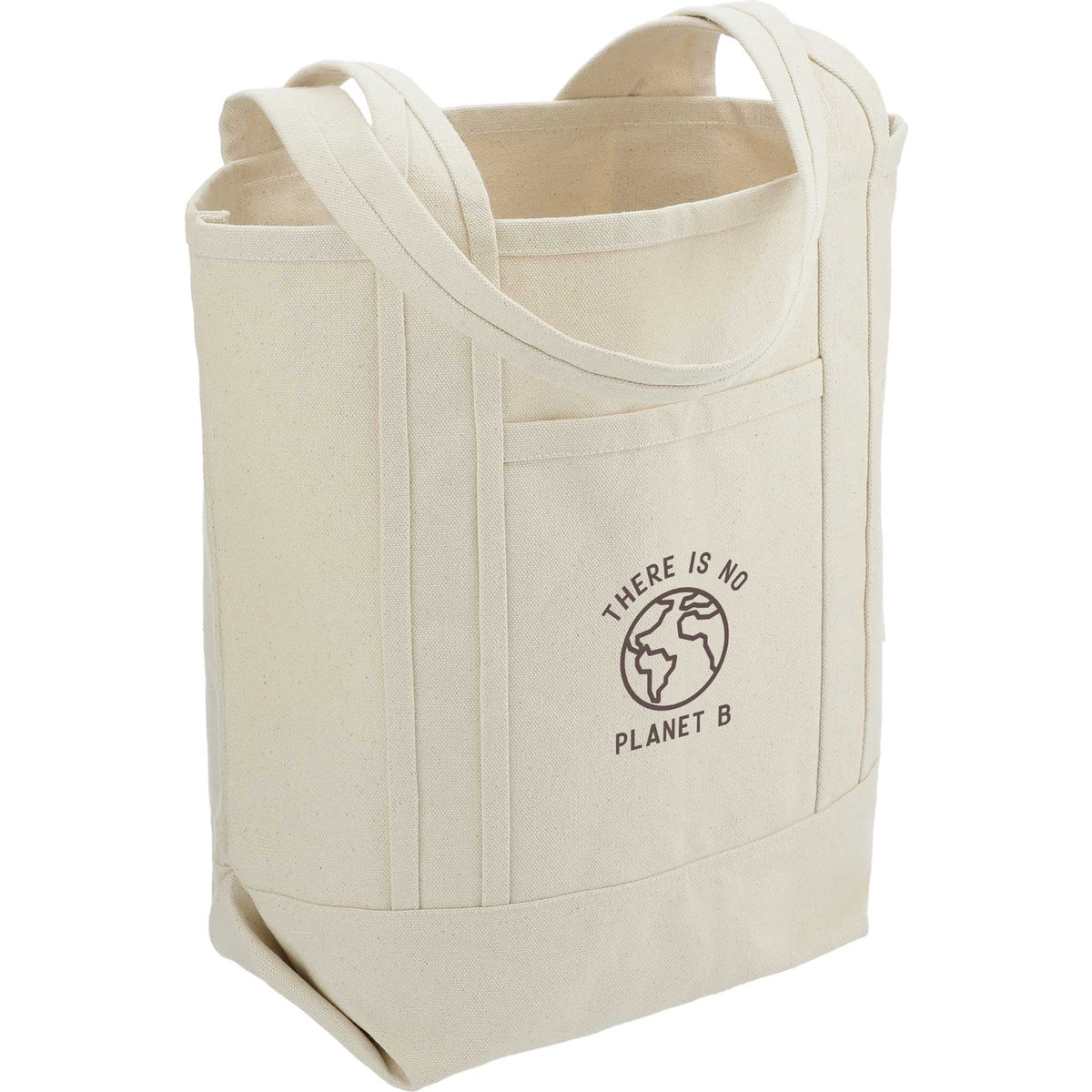 Organic Cotton Tote with Slash Pocket, 14 oz - Natural - Right Angle