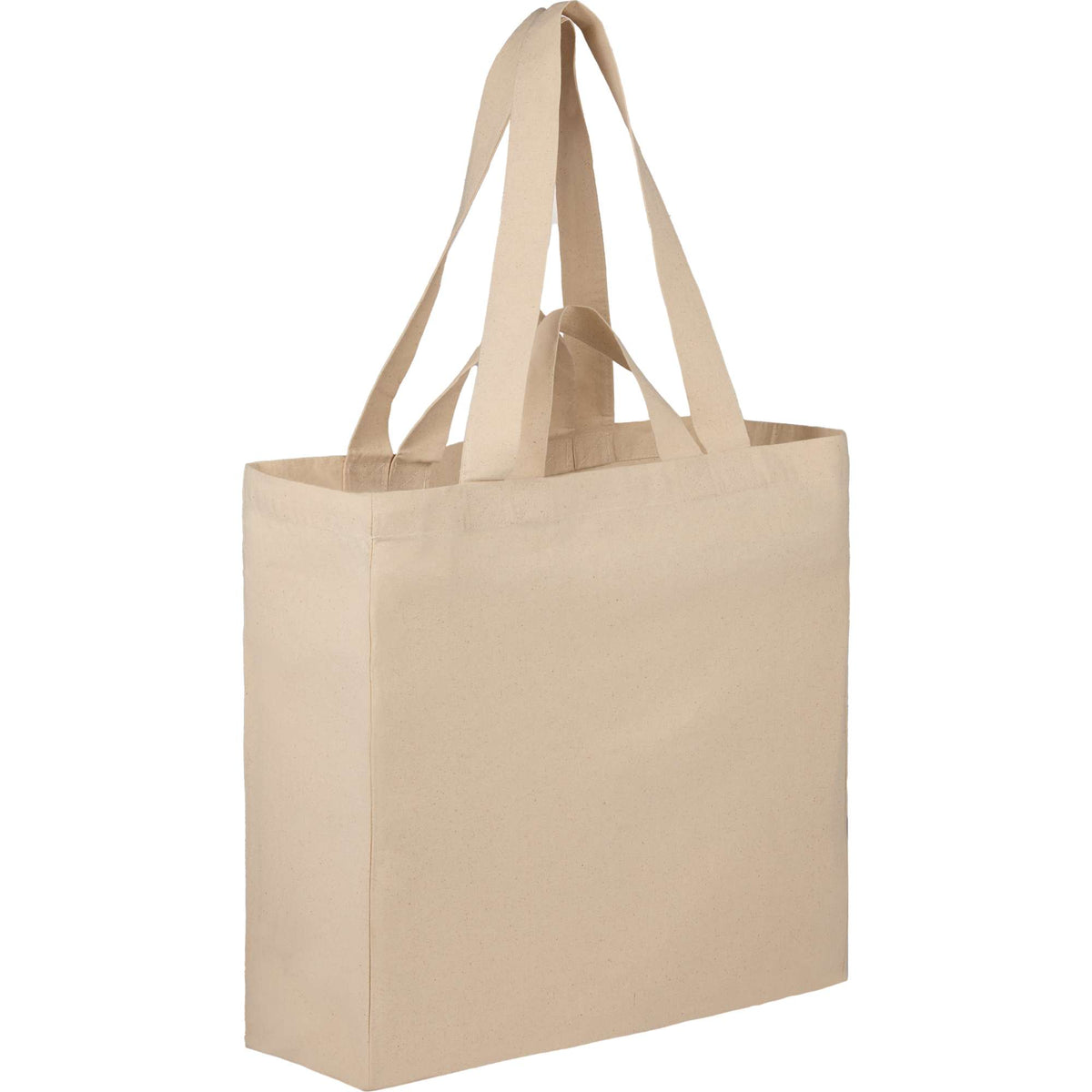 Organic Cotton Tote with Two Handle Lengths, 6 oz Embroidery - Natural - Right Angle