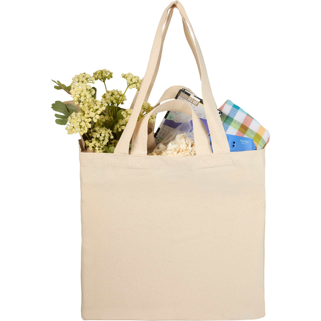 Organic Cotton Tote with Two Handle Lengths, 6 oz Full Color - Natural - Propped 2