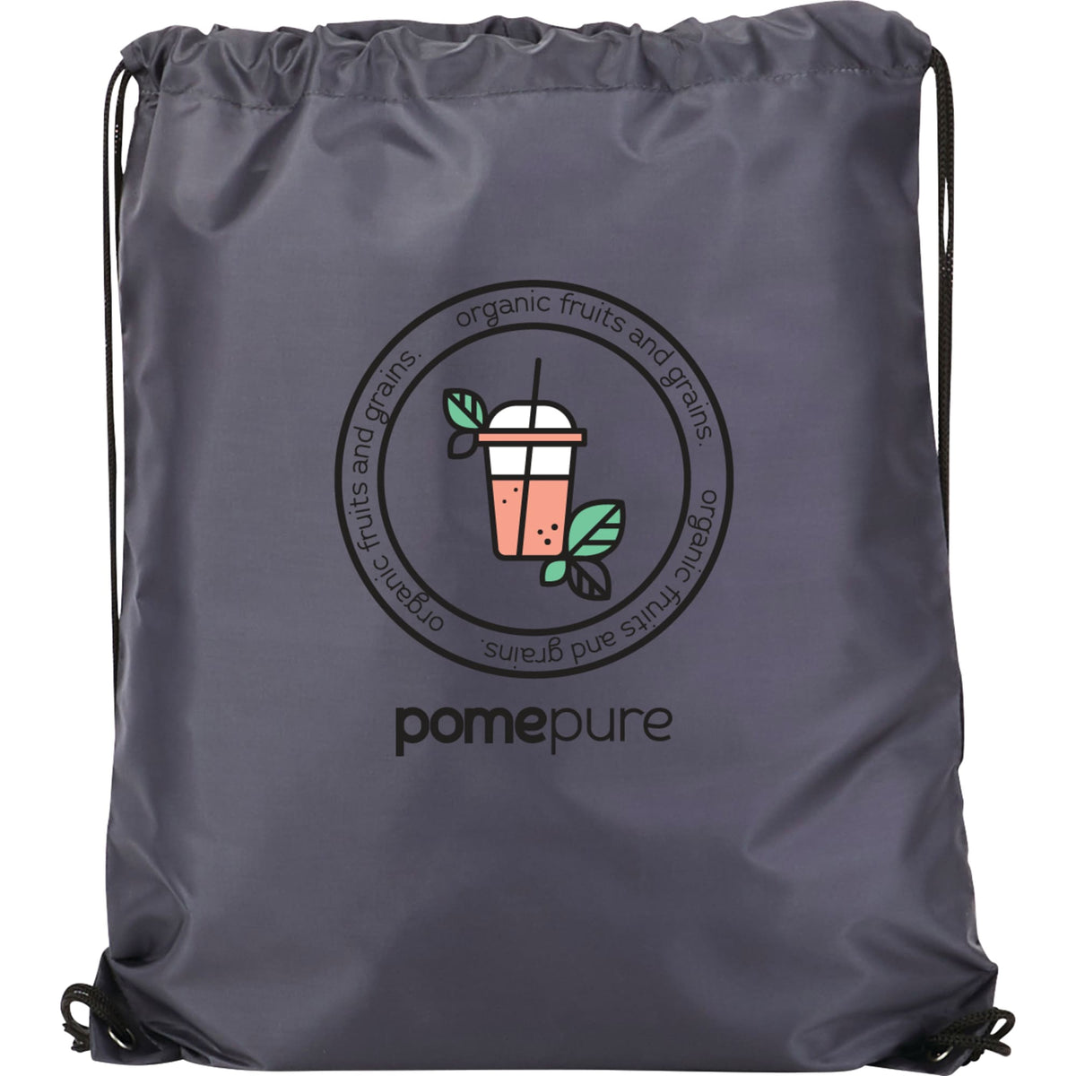 Oriole Classic Polyester Drawstring Bag Full Color - Charcoal - Front