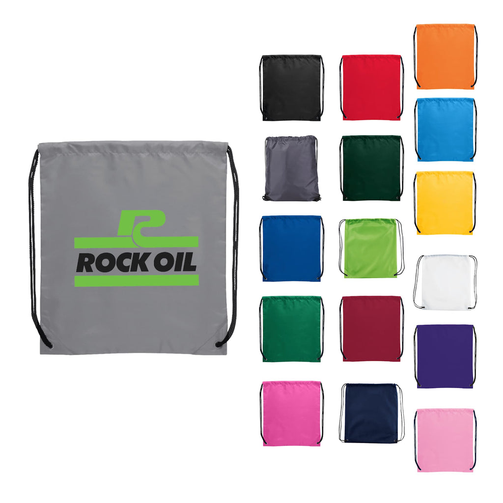 Oriole Classic Polyester Drawstring Bag Full Color - Gray - Front Group
