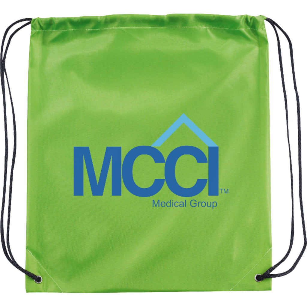 Oriole Classic Polyester Drawstring Bag Full Color - Lime Green - Front
