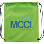 Oriole Classic Polyester Drawstring Bag Full Color - Lime Green - Front