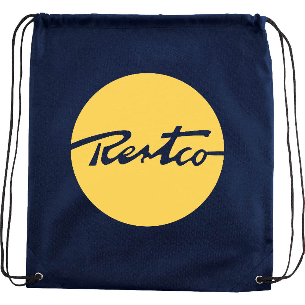 Oriole Classic Polyester Drawstring Bag Full Color - Navy Blue - Front