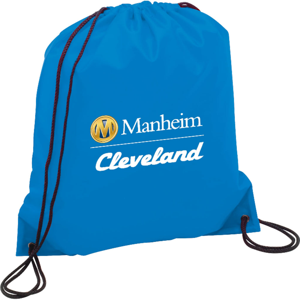 Oriole Classic Polyester Drawstring Bag Full Color - Process Blue - Front