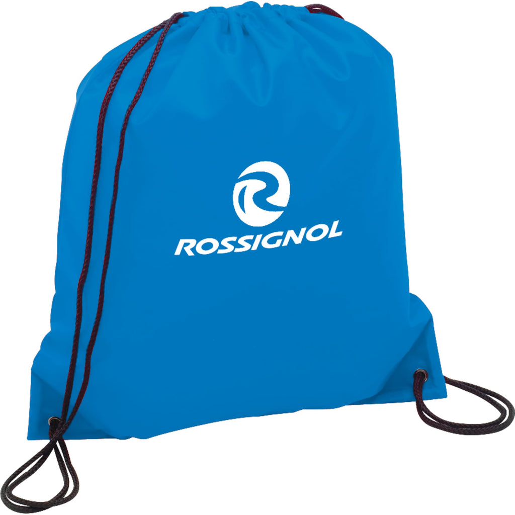 Oriole Classic Polyester Drawstring Bag Full Color - Process Blue - Photo