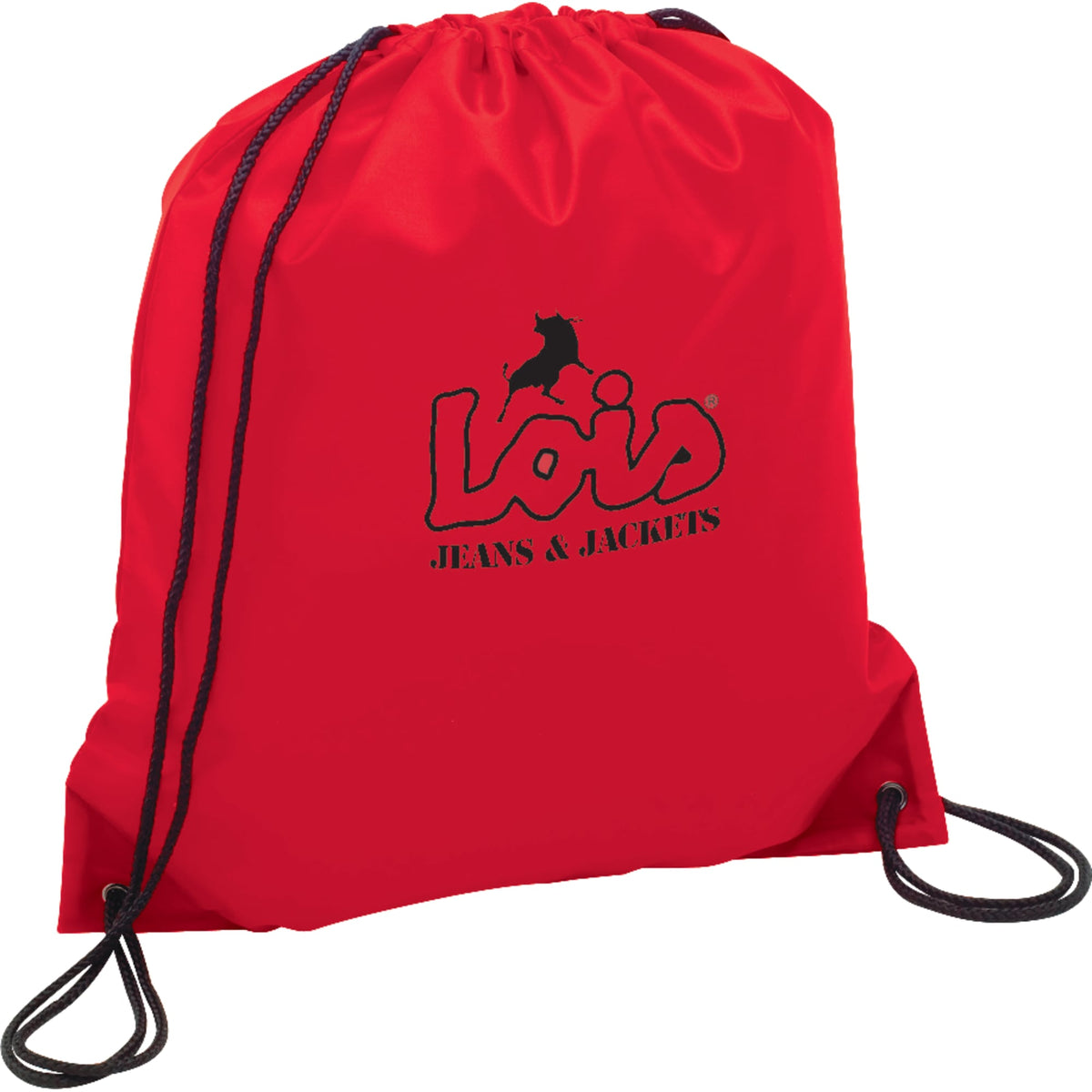 Oriole Classic Polyester Drawstring Bag Full Color - RED - Front