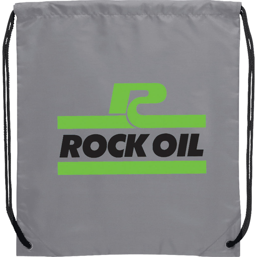 Oriole Classic Polyester Drawstring Bag - Gray - Front
