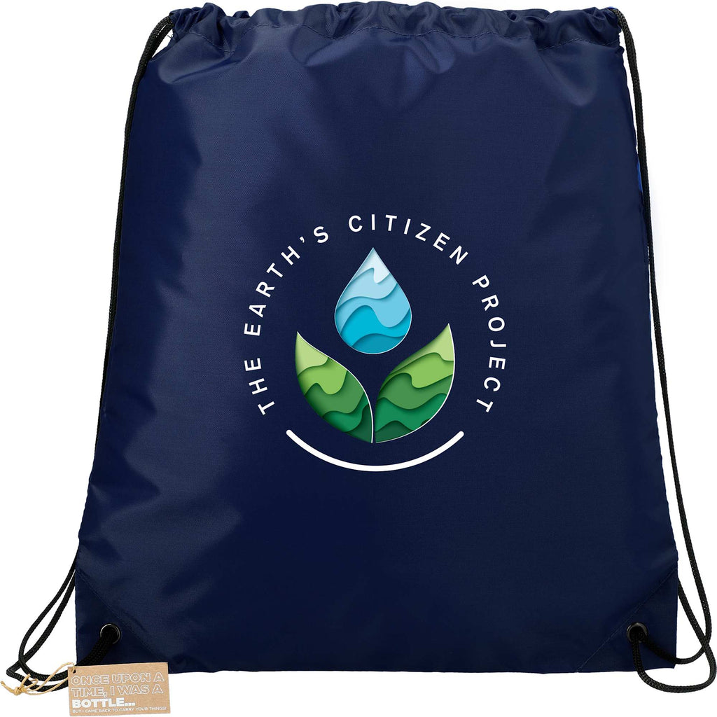 Oriole Recycled Drawstring Bag Full Color - Navy - Front