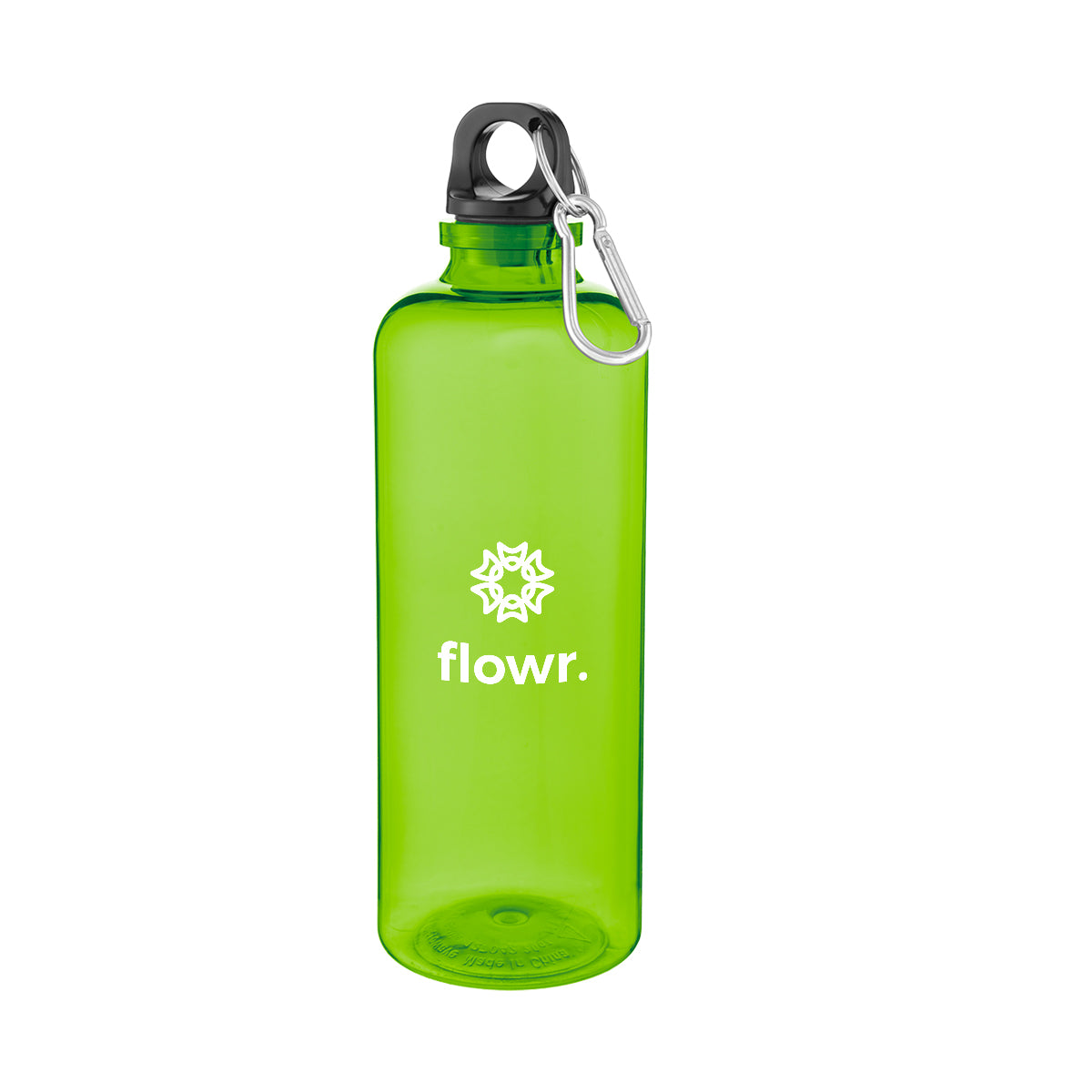Ormond Bottle with Carabiner Lid, 20 oz - Lime Green - Silk Screen