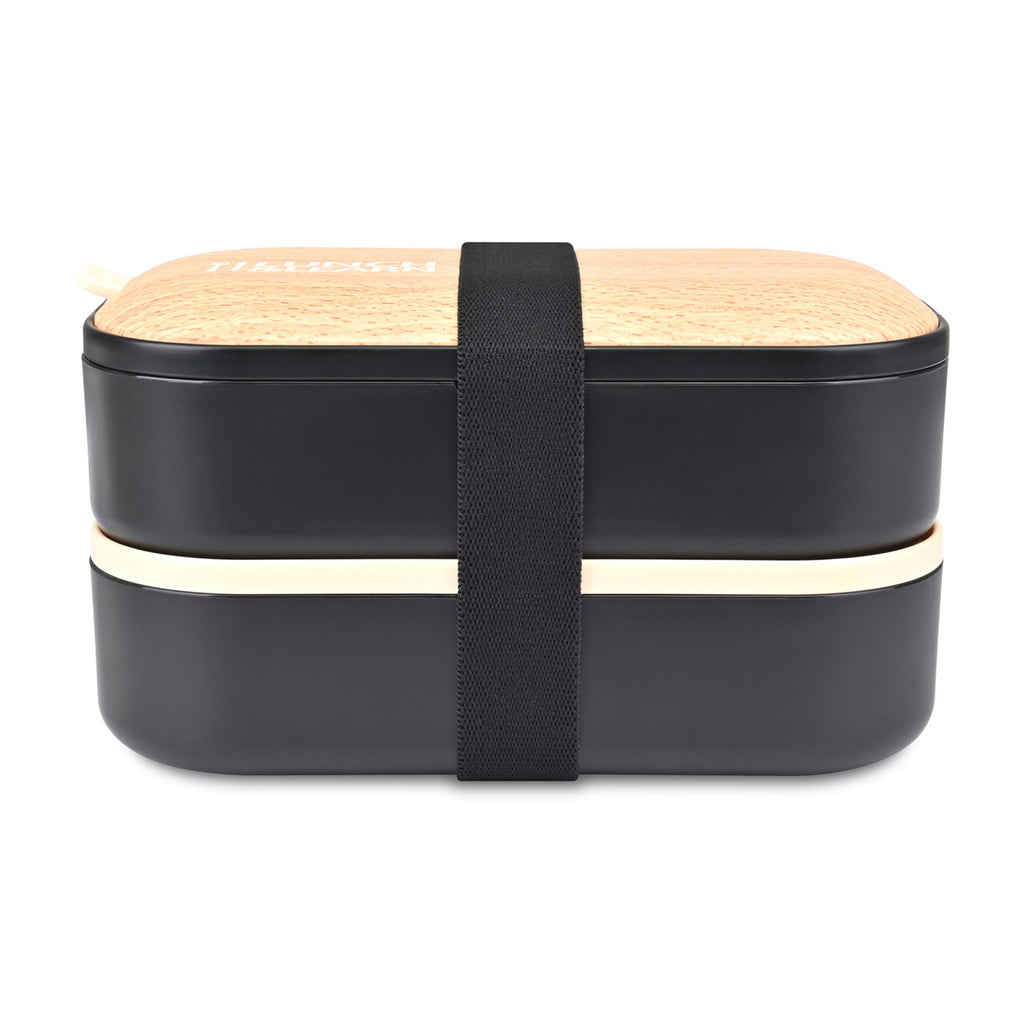 Osaka Vented Bento Box with Utensils, 40 oz Full Color - Black - View 3