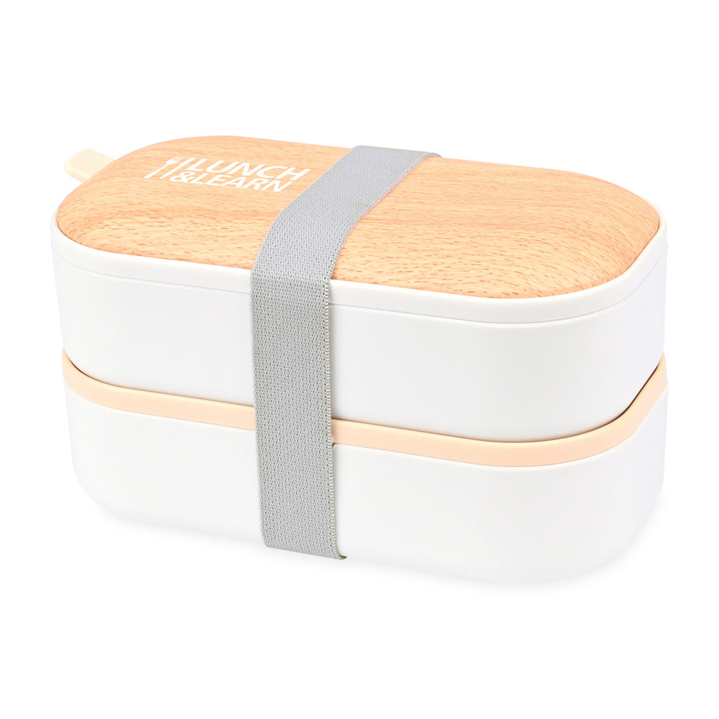 Osaka Vented Bento Box with Utensils, 40 oz Full Color - White - View 1