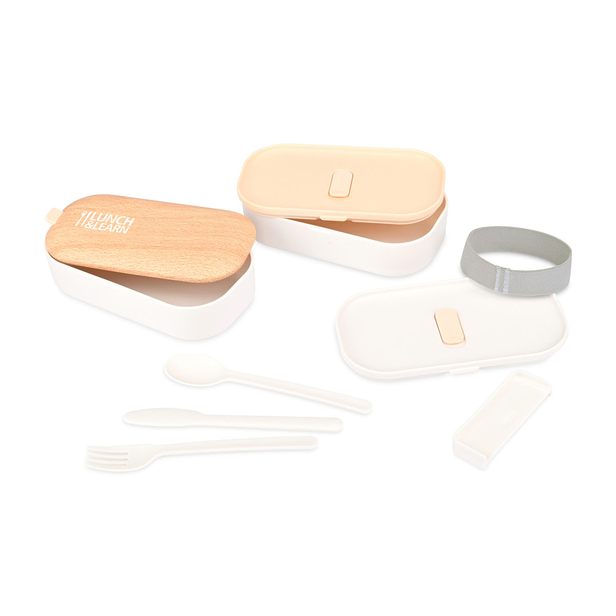 Osaka Vented Bento Box with Utensils, 40 oz - White - View 4