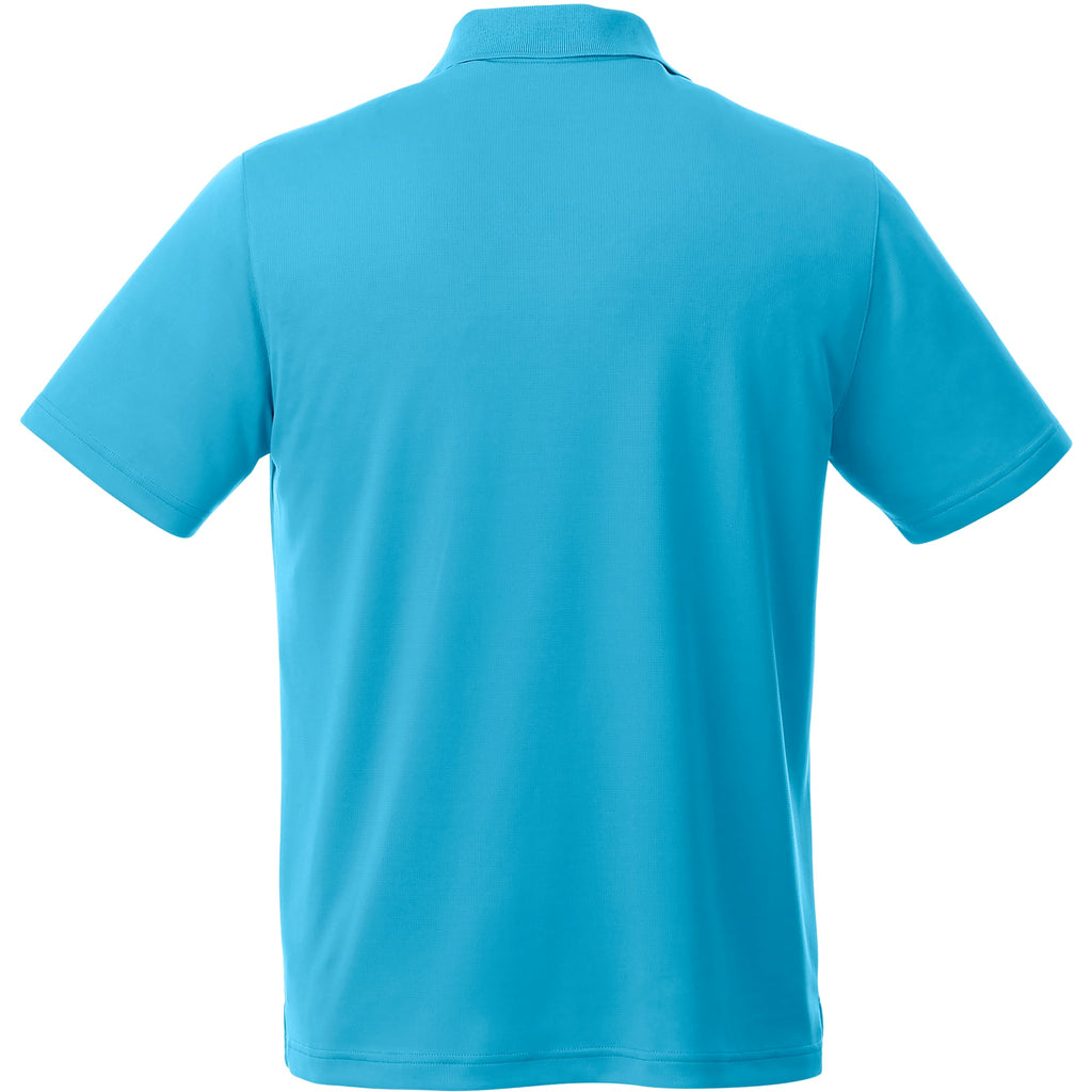 Otis Birdseye Mesh Performance Polo for Men Embroidery - Aspen Blue - Back Flat