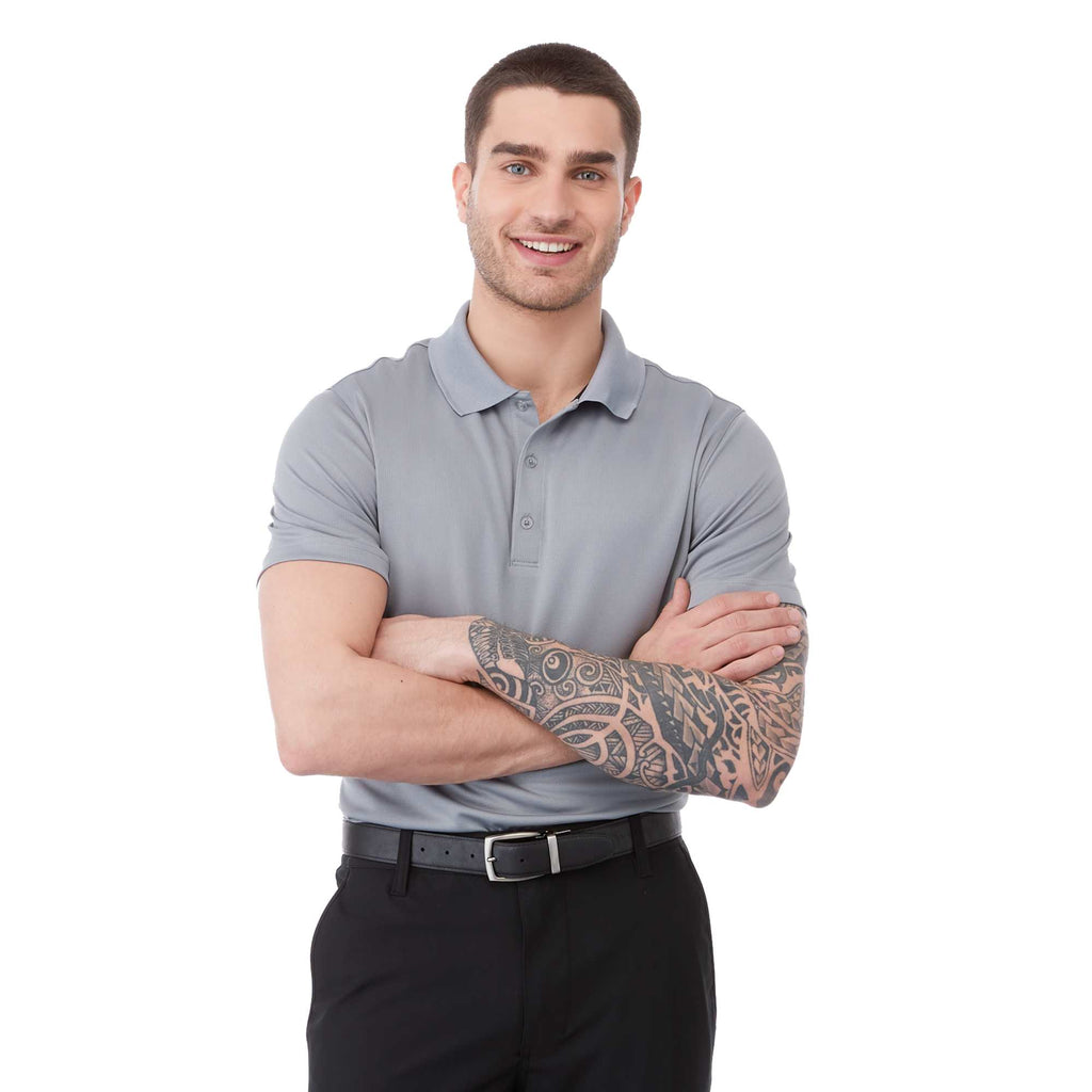 Otis Birdseye Mesh Performance Polo for Men Laser Engraving - Quarry - Front On Model
