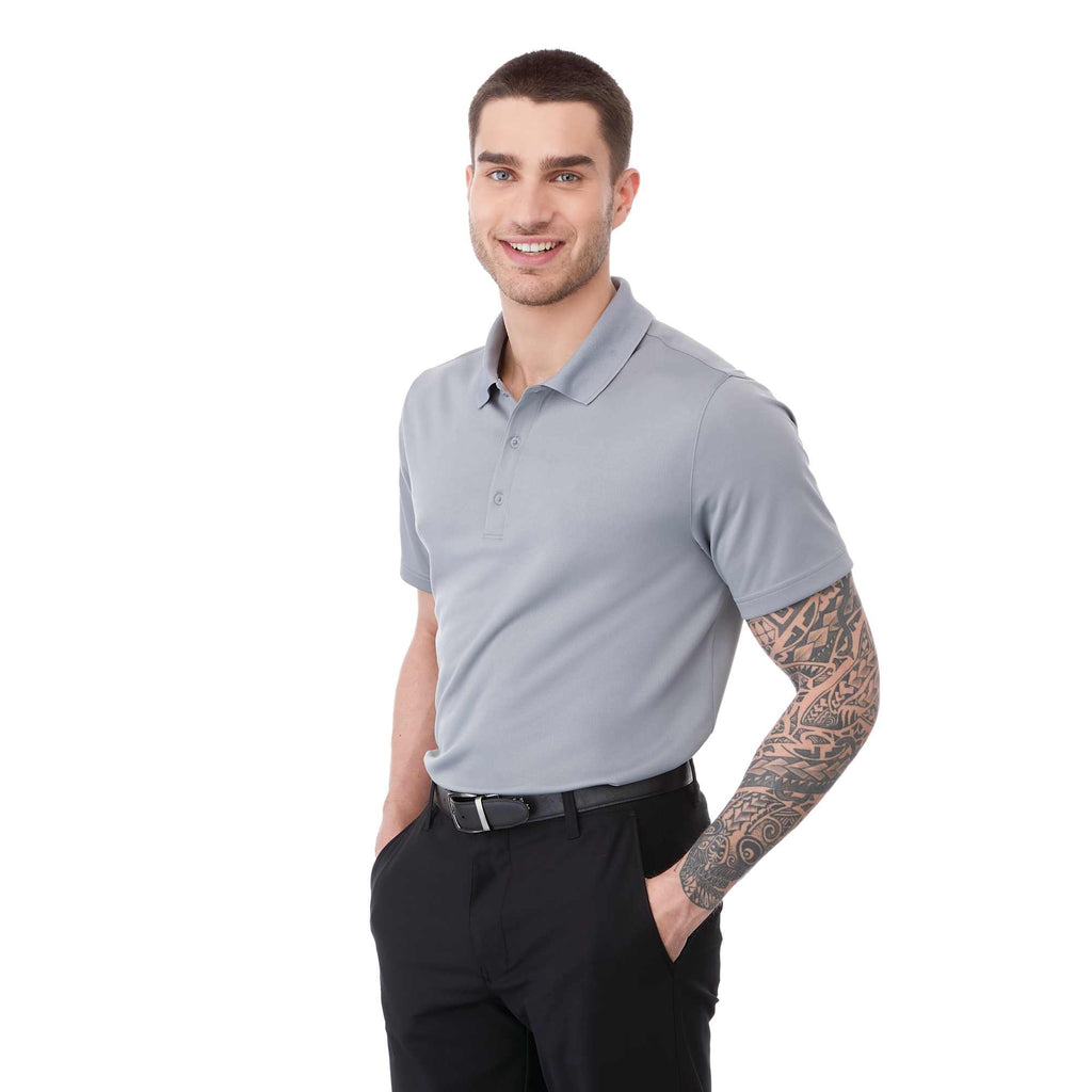 Otis Birdseye Mesh Performance Polo for Men Laser Engraving - Quarry - On Model