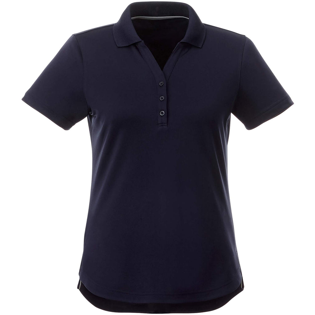 Otis Birdseye Mesh Polo for Women Embroidery - Vintage Navy - Front Flat