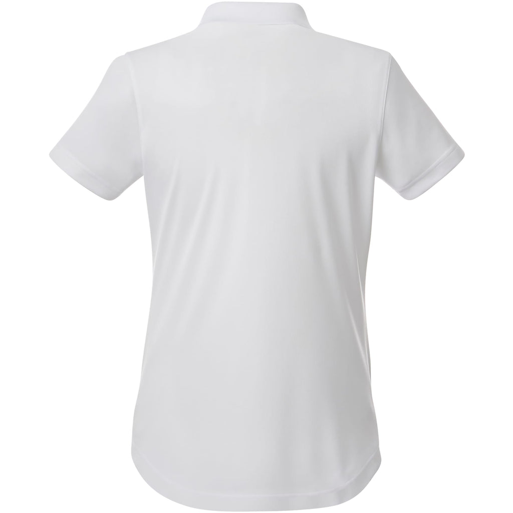 Otis Birdseye Mesh Polo for Women Embroidery - White - Back Flat