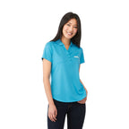 Otis Birdseye Mesh Polo for Women Laser Engraving - Aspen Blue - Front On Model