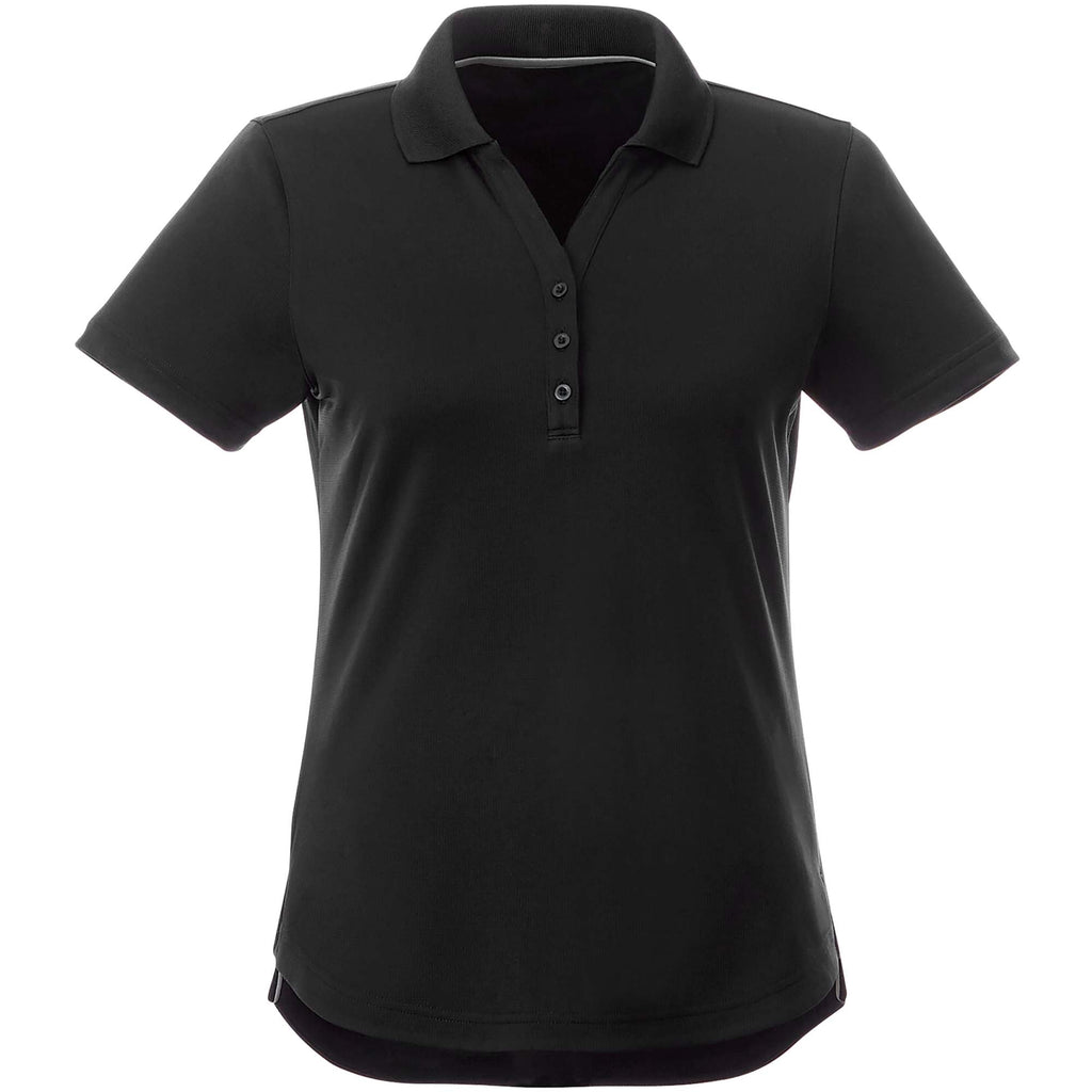 Otis Birdseye Mesh Polo for Women Laser Engraving - Black - Front Flat