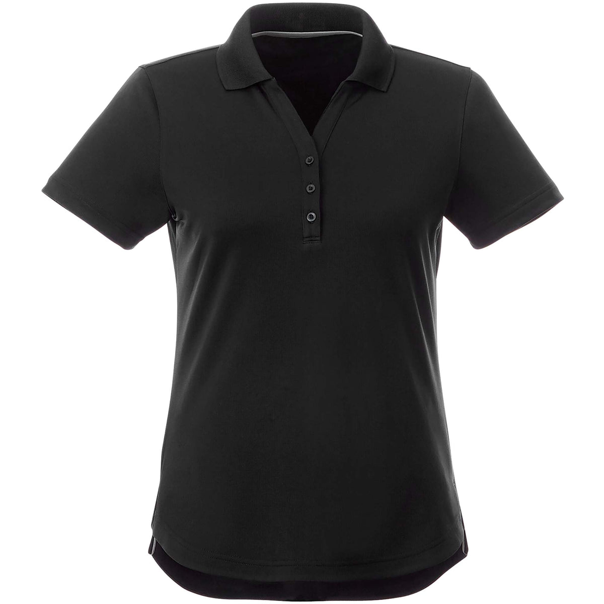 Otis Birdseye Mesh Polo for Women Transfer - Black - Front Flat