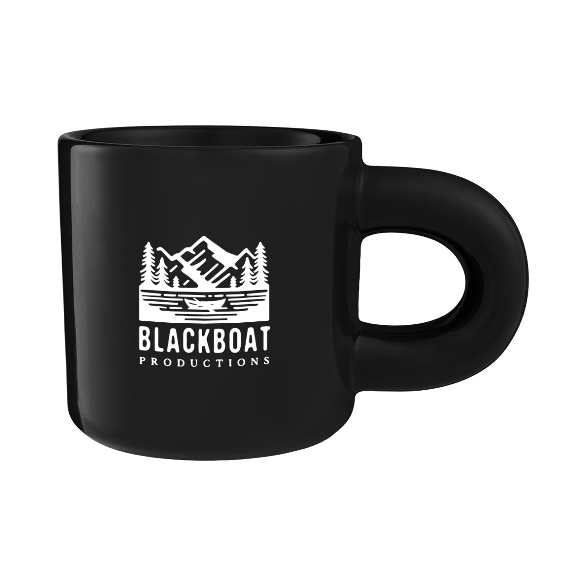 Otis Ceramic Mug with Chunky Handle, 15 oz - Black - Silk Screen