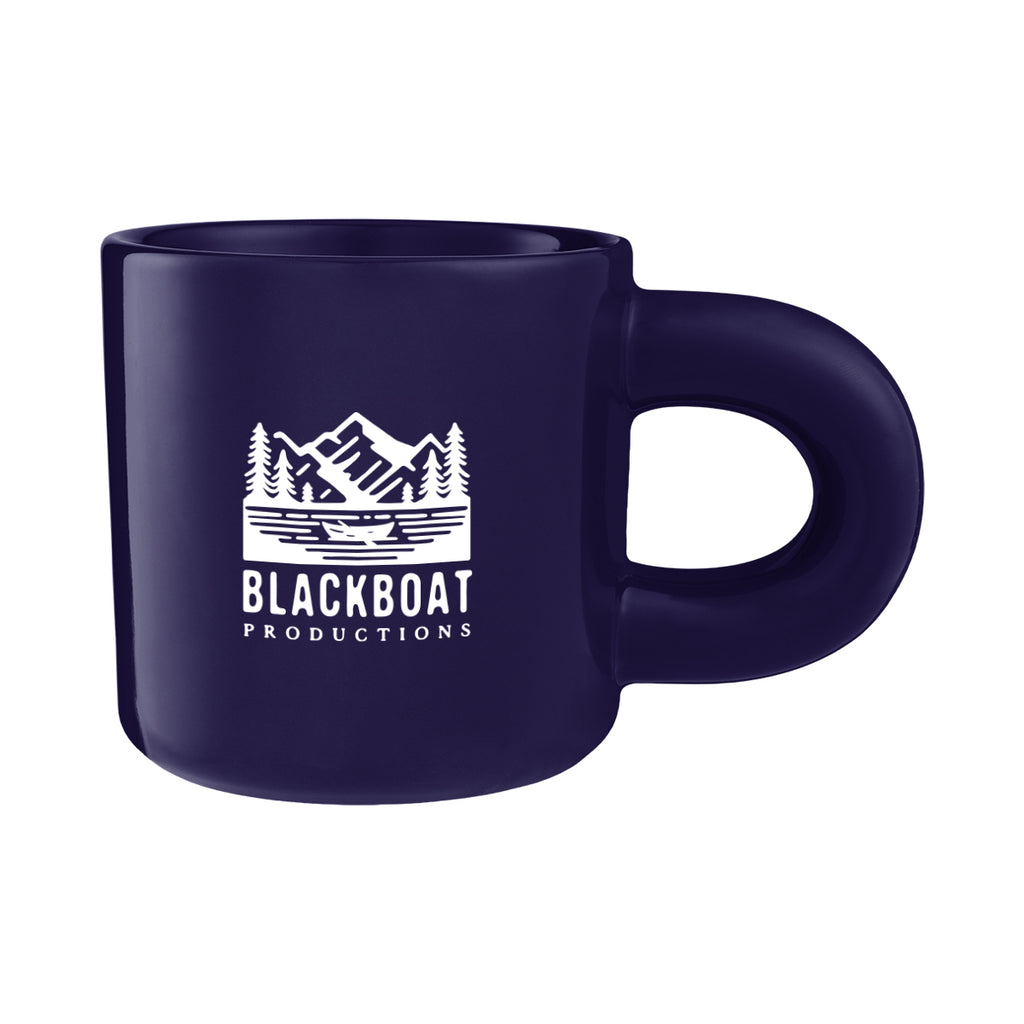 Otis Ceramic Mug with Chunky Handle, 15 oz - Cobalt Blue - Silk Screen