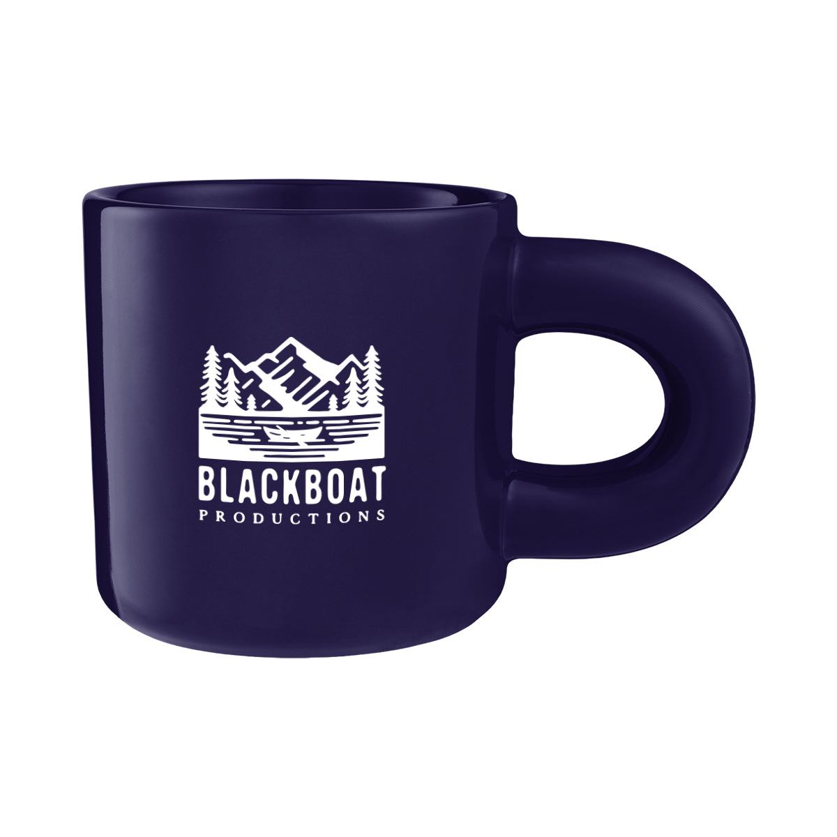 Otis Ceramic Mug with Chunky Handle, 15 oz - Cobalt Blue - Silk Screen