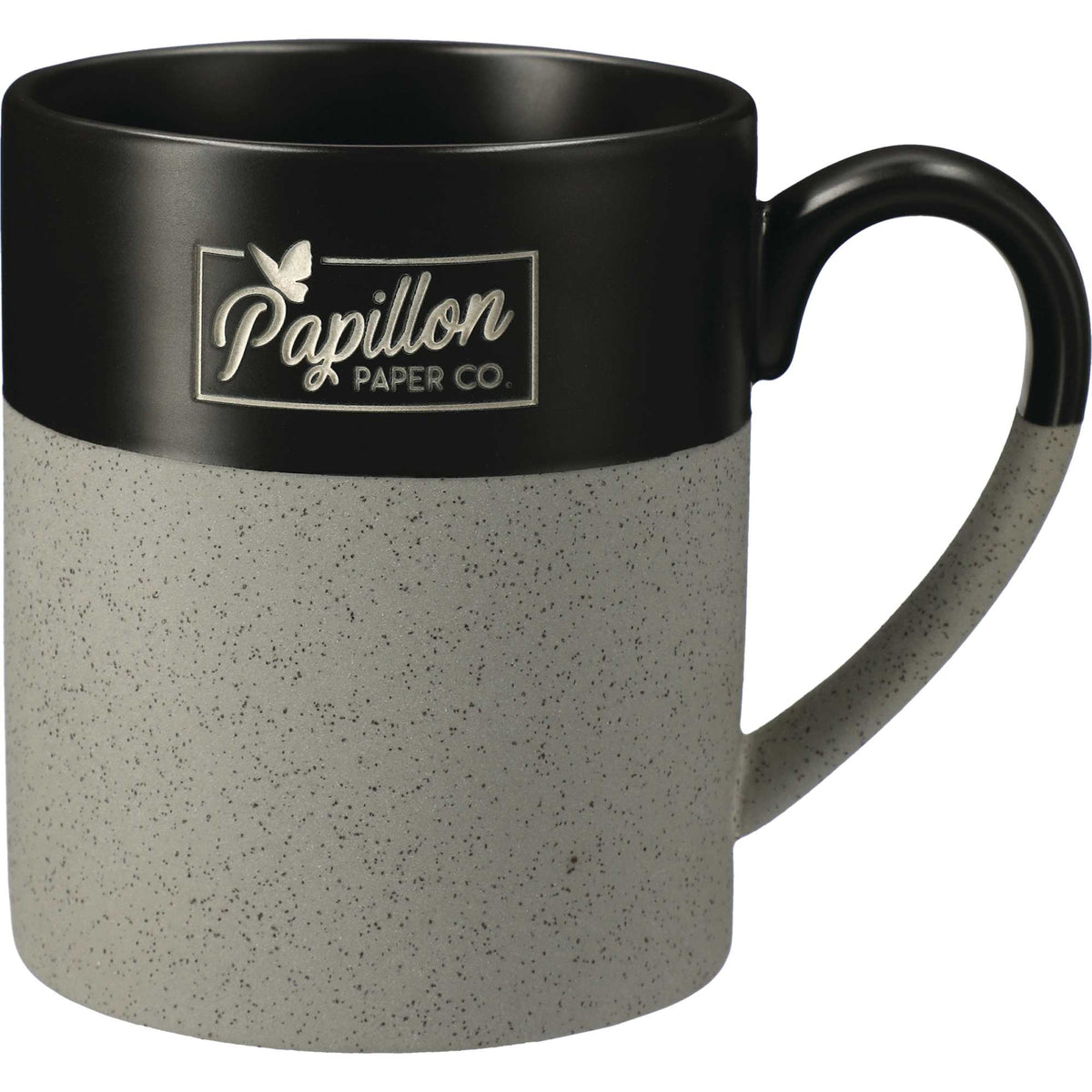 Otis Two Tone Speckled Ceramic Mug, 15 oz Laser Engraving - Gray - Front