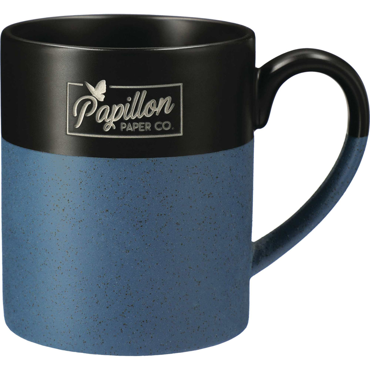 Otis Two Tone Speckled Ceramic Mug, 15 oz Laser Engraving - Navy - Photo