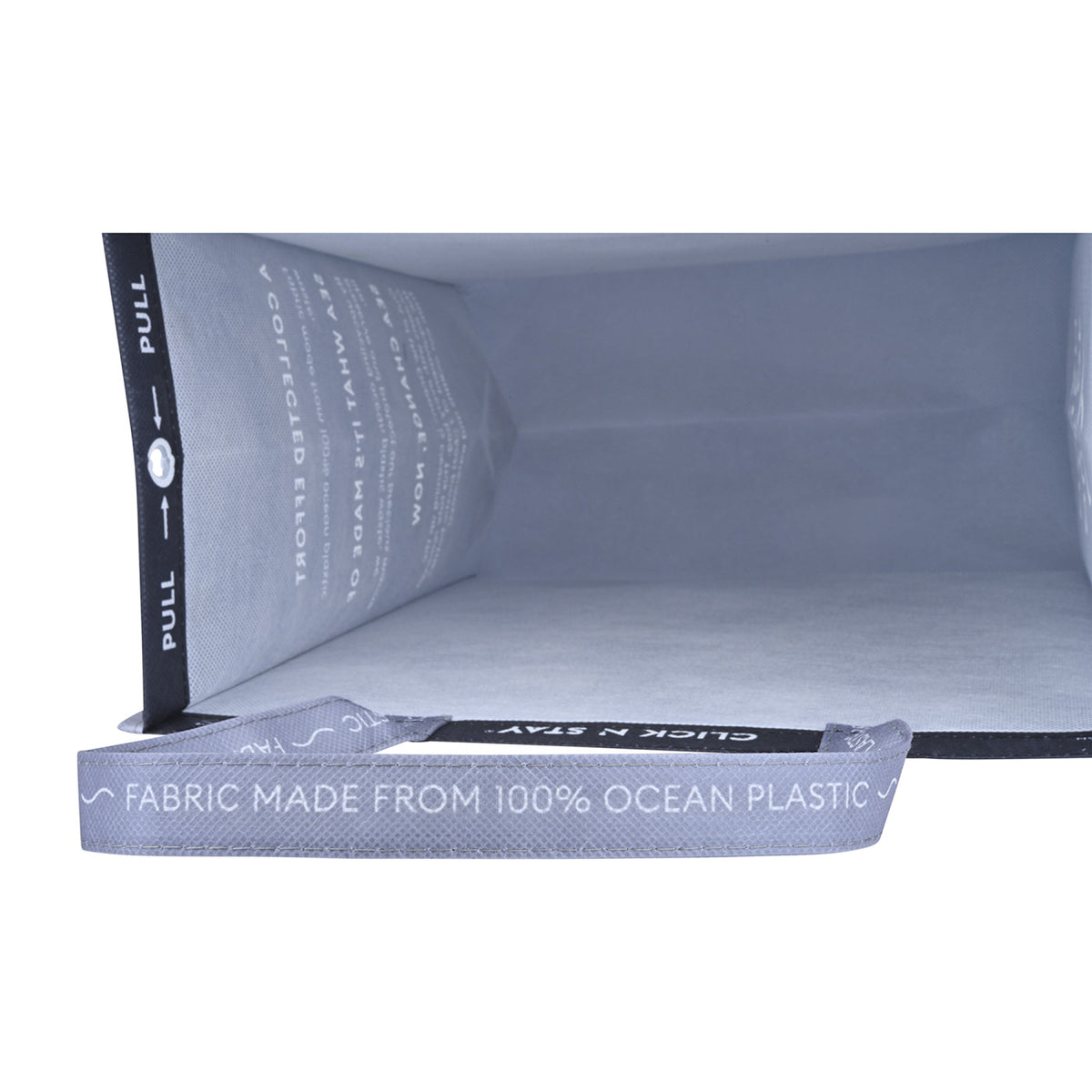 Out of the Ocean Reusable Shopper in Ocean Plastic, Large Transfer - Black - View 3