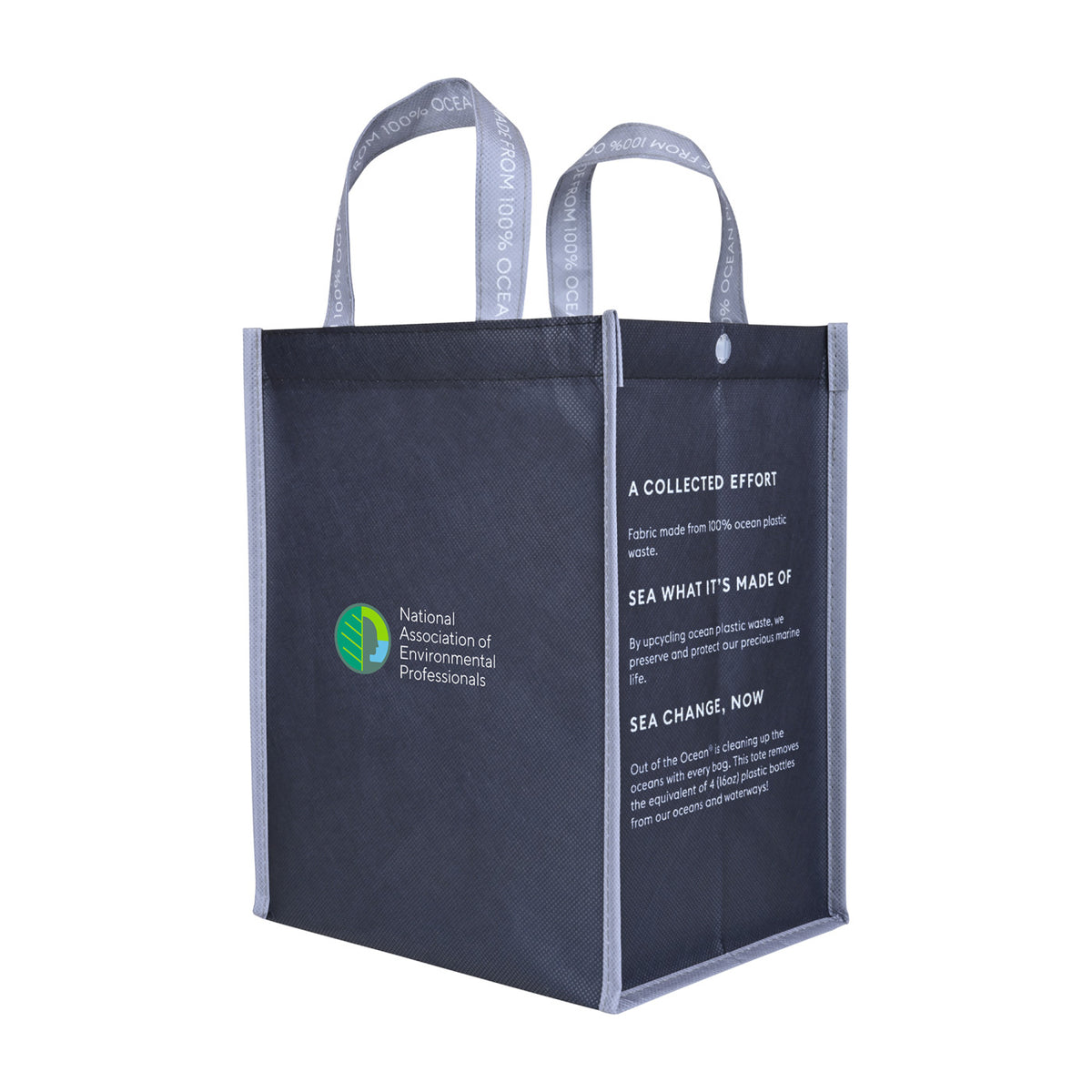 Out of the Ocean Reusable Shopper in Ocean Plastic, Lunch Size - Black - View 5