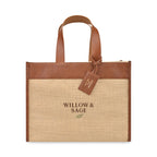 Out of the Woods Jute Box Tote with Vegan Leather Trim Transfer - Natural - View 1