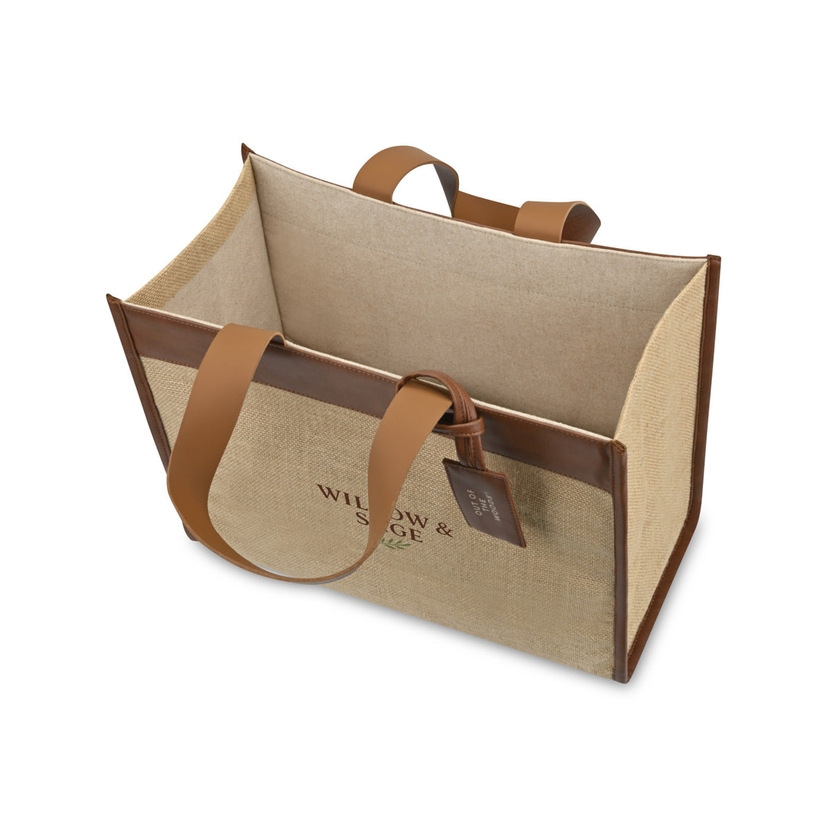 Out of the Woods Jute Box Tote with Vegan Leather Trim Transfer - Natural - View 2