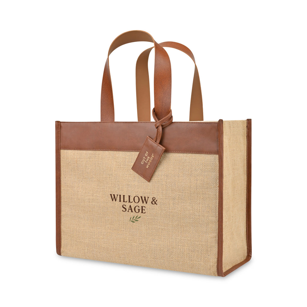Out of the Woods Jute Box Tote with Vegan Leather Trim Transfer - Natural - View 3