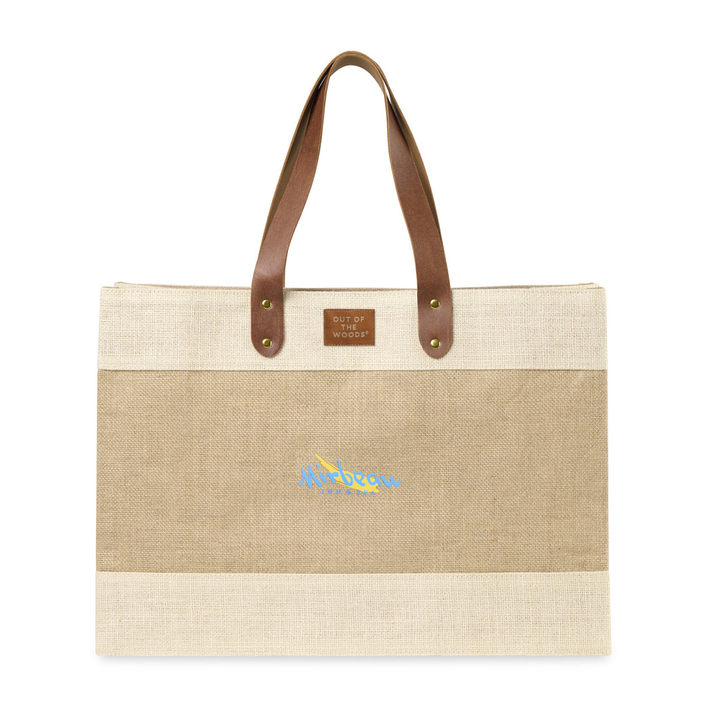 Out of the Woods Jute Market Tote with Vegan Leather Handles Transfer - Natural - View 1