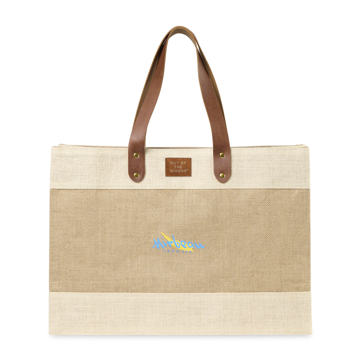 Out of the Woods Jute Market Tote with Vegan Leather Handles Transfer - Natural - View 1