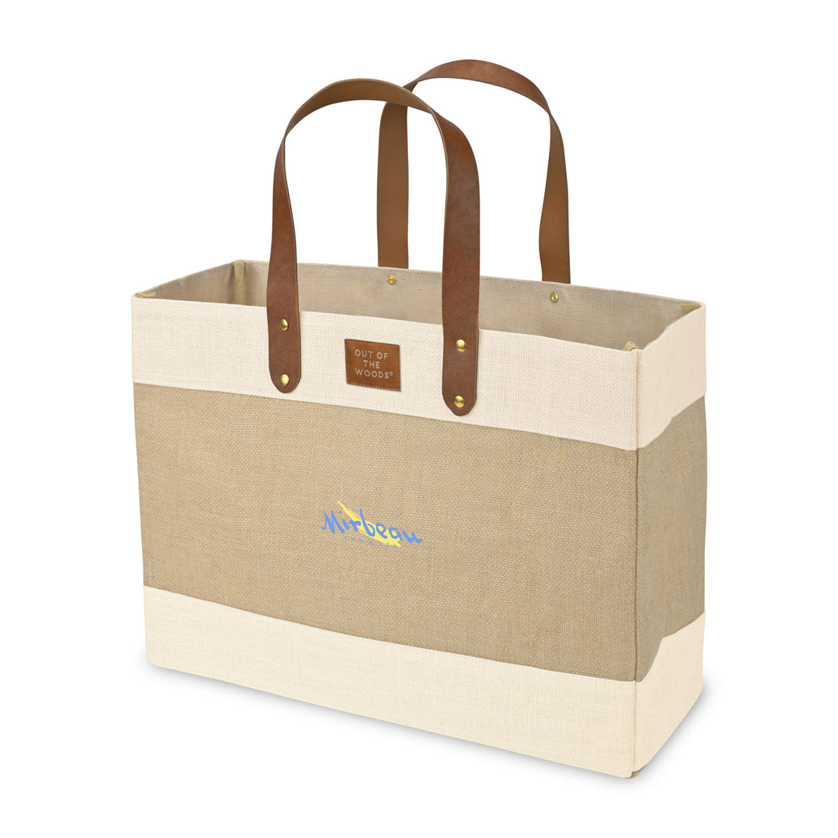 Out of the Woods Jute Market Tote with Vegan Leather Handles Transfer - Natural - View 2