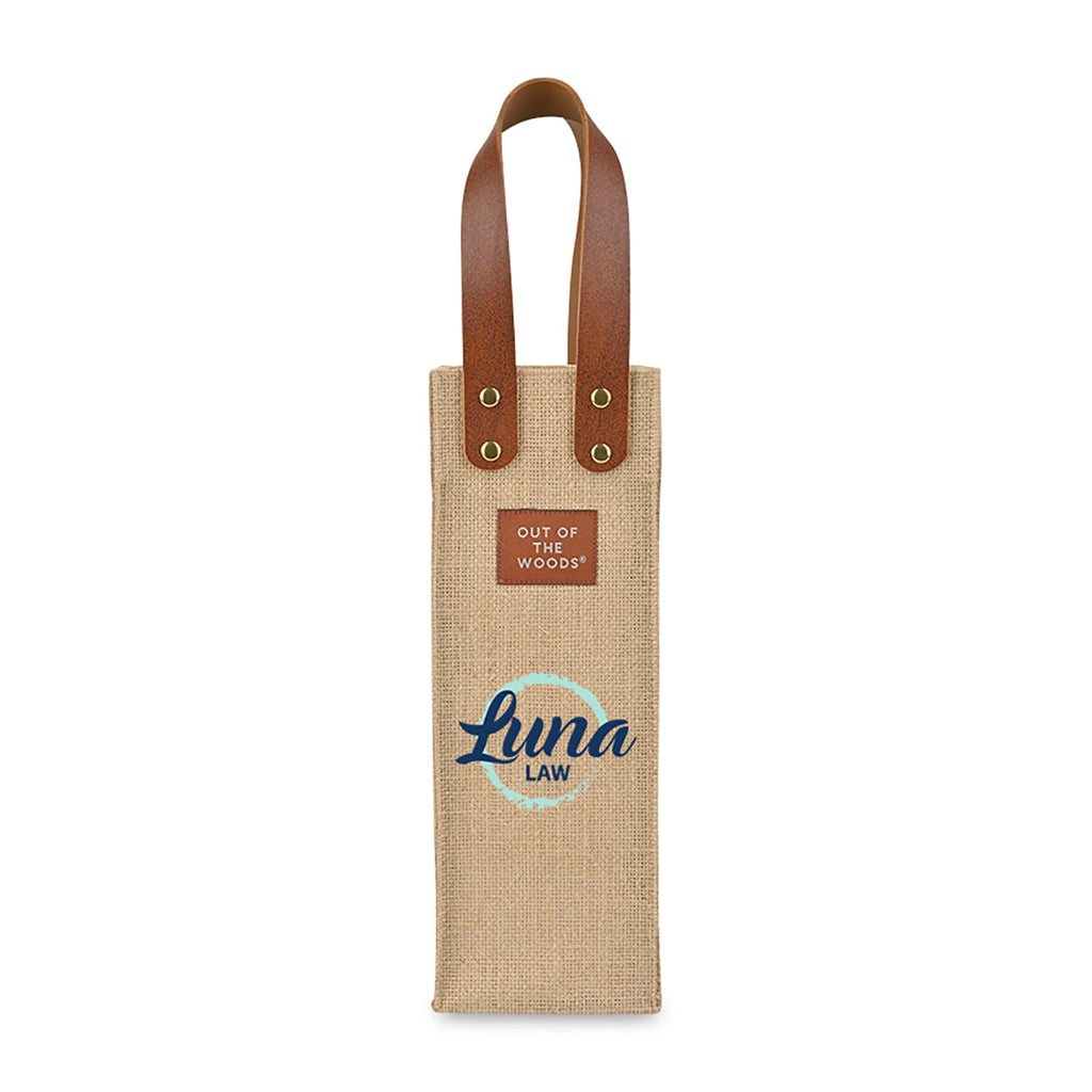 Out of the Woods Jute Wine Bottle Tote Transfer - Natural - View 1