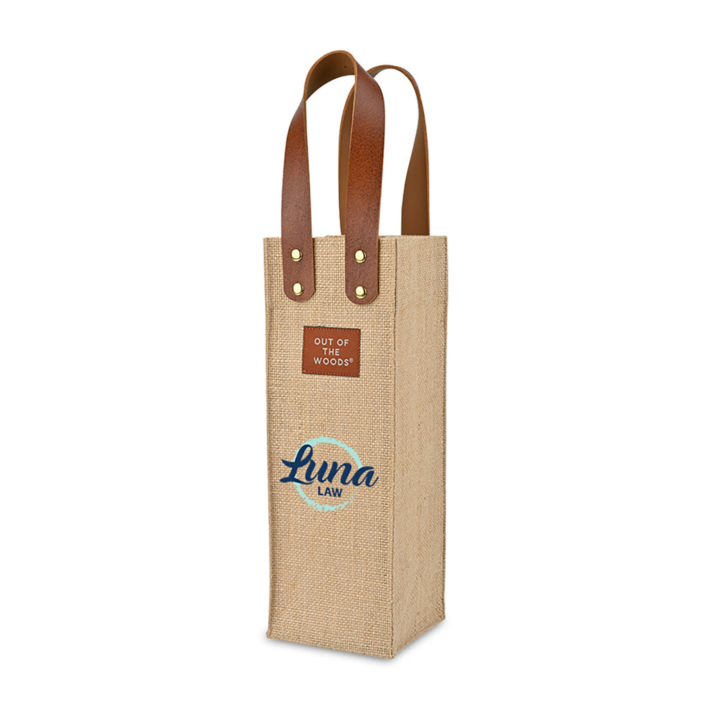 Out of the Woods Jute Wine Bottle Tote Transfer - Natural - View 2