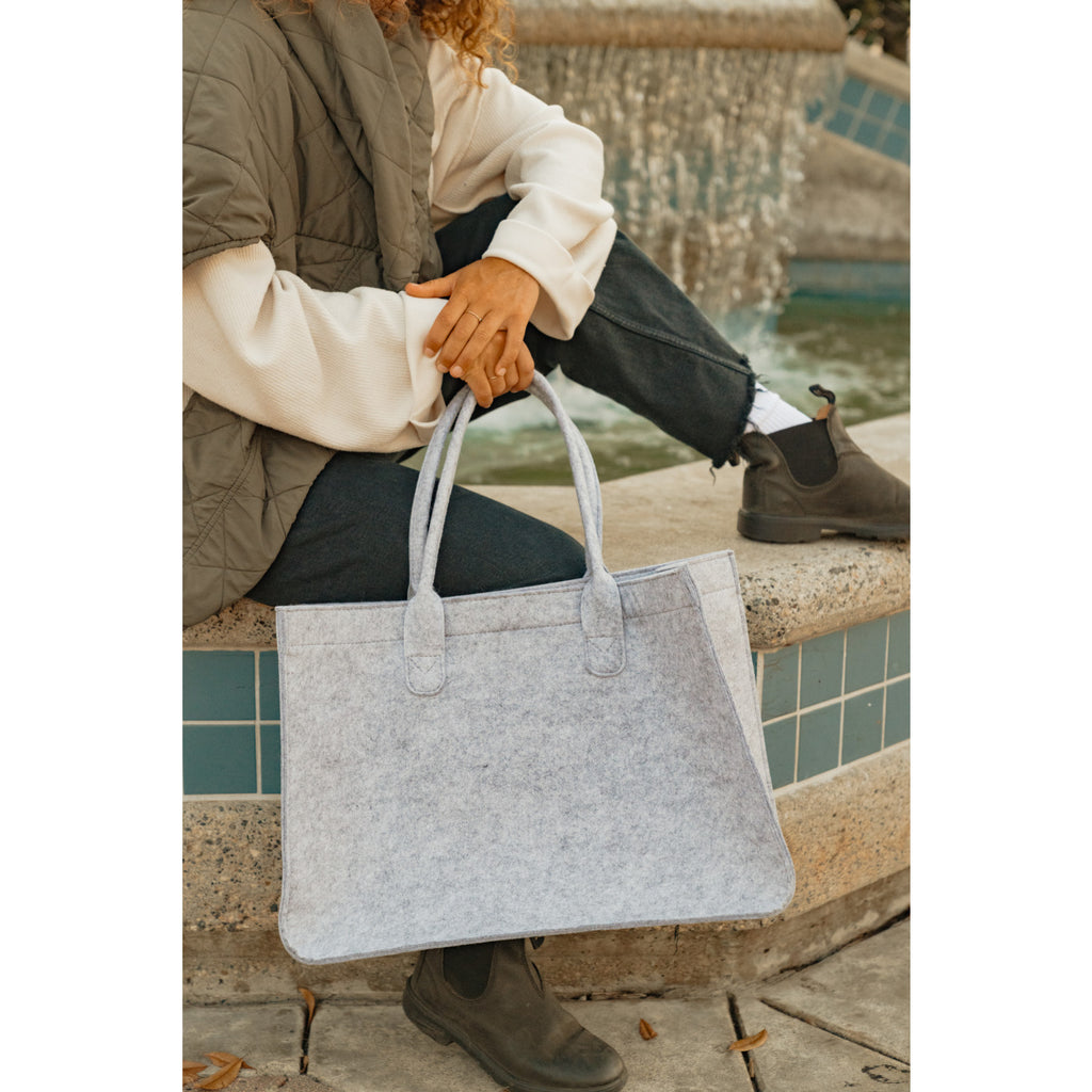 Out of the Woods Recycled Felt Shopper Tote Transfer - Light Grey - View 6