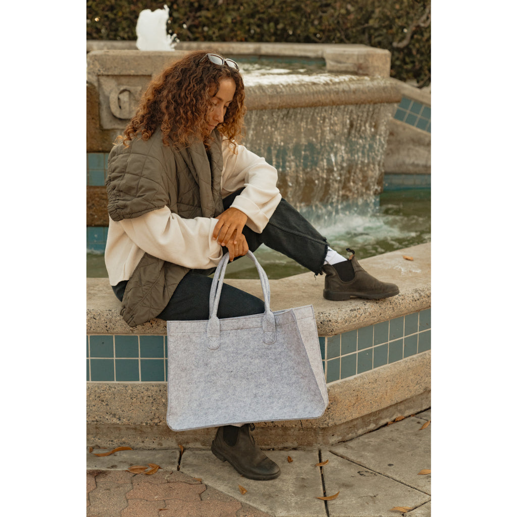 Out of the Woods Recycled Felt Shopper Tote Transfer - Light Grey - View 7
