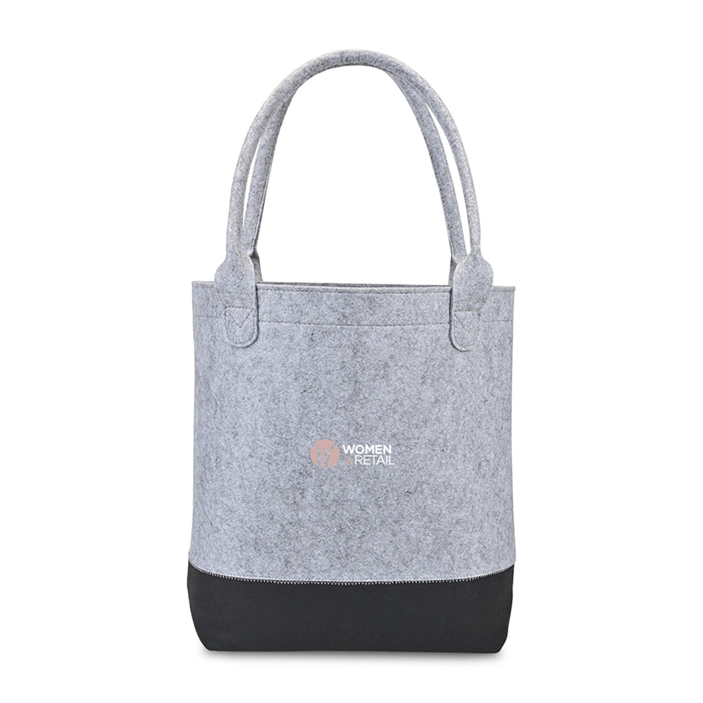 Out of the Woods Tall Colorblock Tote in Recycled Felt Embroidery - Light Grey/Black - View 1