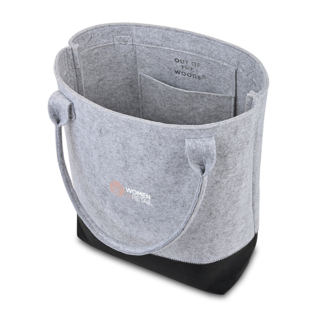 Out of the Woods Tall Colorblock Tote in Recycled Felt Embroidery - Light Grey/Black - View 2