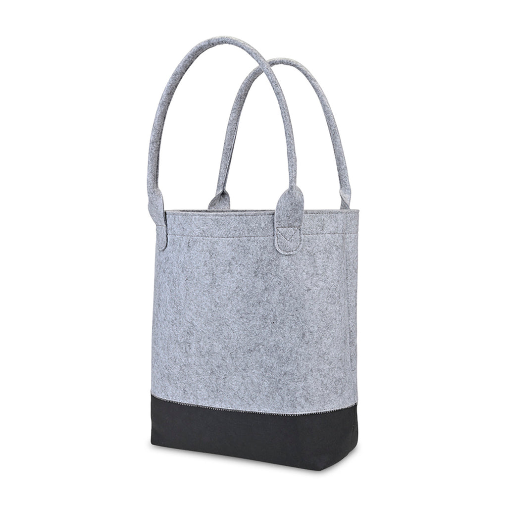 Out of the Woods Tall Colorblock Tote in Recycled Felt Embroidery - Light Grey/Black - View 4