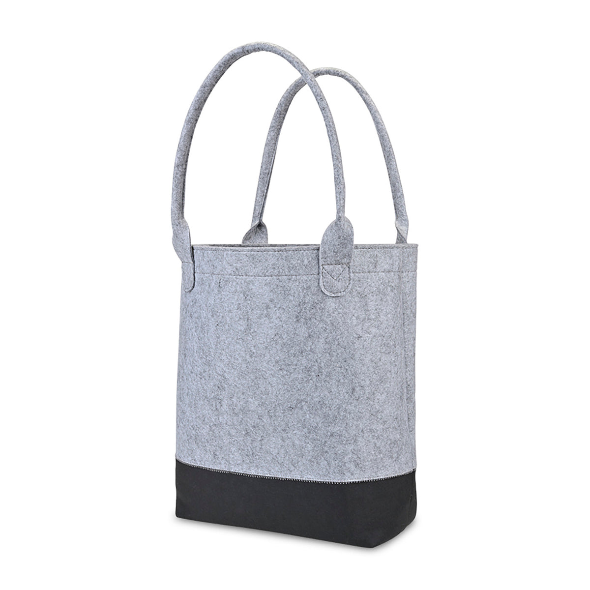Out of the Woods Tall Colorblock Tote in Recycled Felt Embroidery - Light Grey/Black - View 4