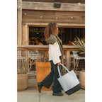 Out of the Woods Tall Colorblock Tote in Recycled Felt Embroidery - Light Grey/Black - View 6