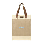 Out of the Woods Tall Jute Tote with Cream Bands Transfer - Natural - View 1